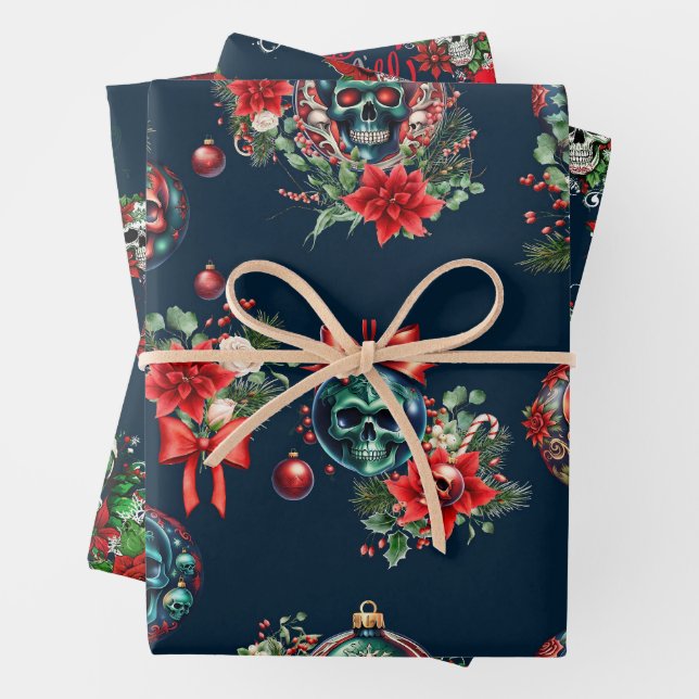 Gothic Christmas Skull Wrapping Paper Geschenkpapier Set (Beispiel)