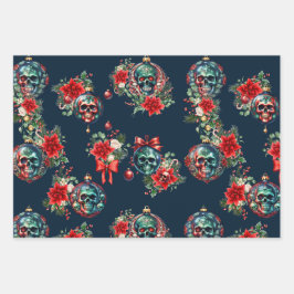 Gothic Christmas Skull Wrapping Paper Geschenkpapier Set
