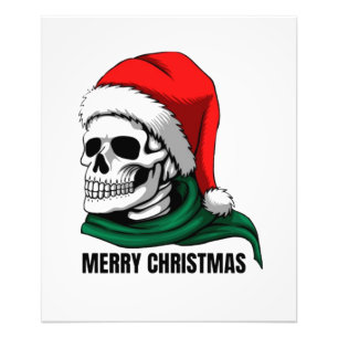 Gothic-Christmas-Totenschädel mit Santa-Hut – Alte Fotodruck