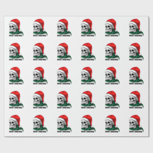 Gothic-Christmas-Totenschädel mit Santa-Hut – Alte Geschenkpapier