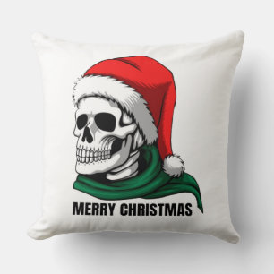 Gothic-Christmas-Totenschädel mit Santa-Hut – Alte Kissen