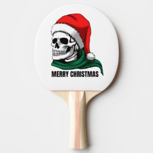 Gothic-Christmas-Totenschädel mit Santa-Hut – Alte Tischtennis Schläger
