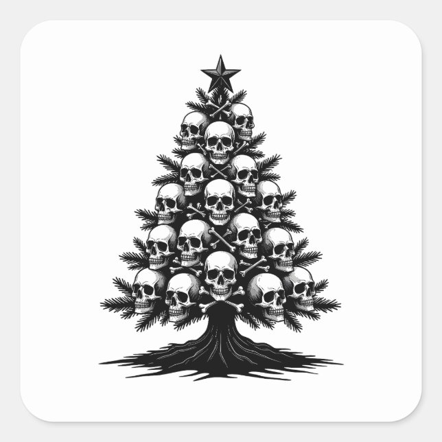 Gothic Christmas Tree II Quadratischer Aufkleber (Vorderseite)