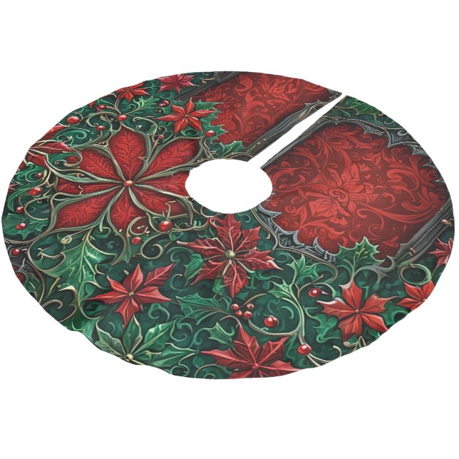 Gothic Christmas Tree Skirt Polyester Weihnachtsbaumdecke (Schrägansicht)
