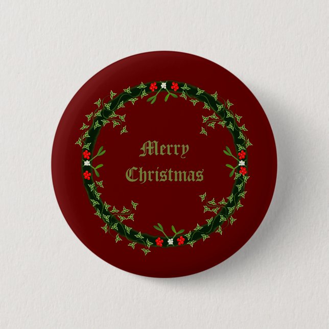 Gothic Christmas Wreath Custom Button (Vorderseite)