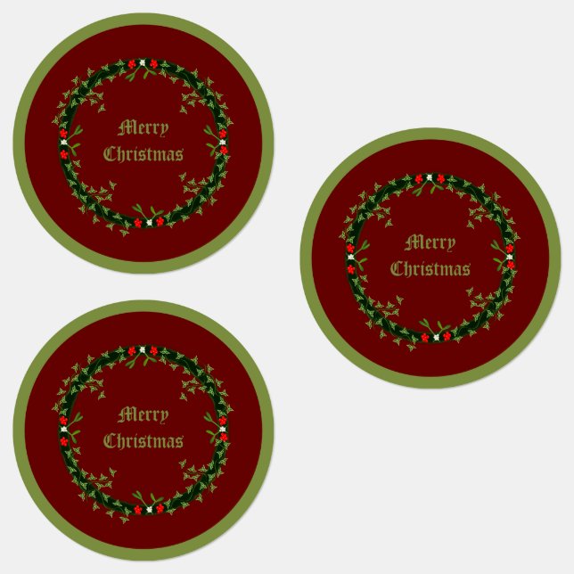 Gothic Christmas Wreath Custom Etiketten (Gruppe)