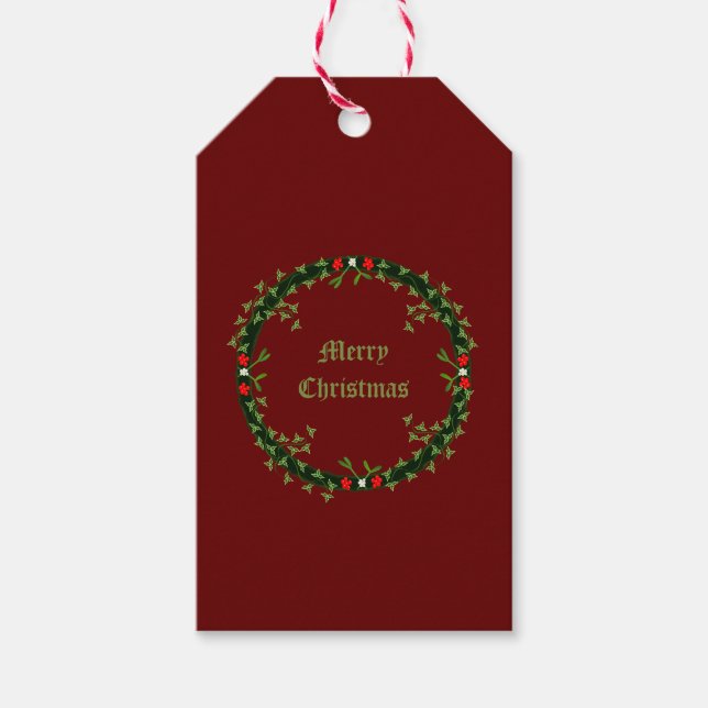 Gothic Christmas Wreath Custom Geschenkanhänger (Vorderseite)
