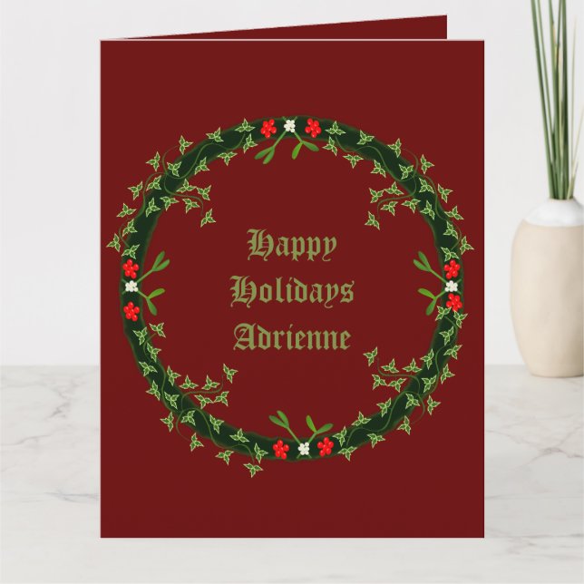 Gothic Christmas Wreath Custom Karte (Vorderseite)