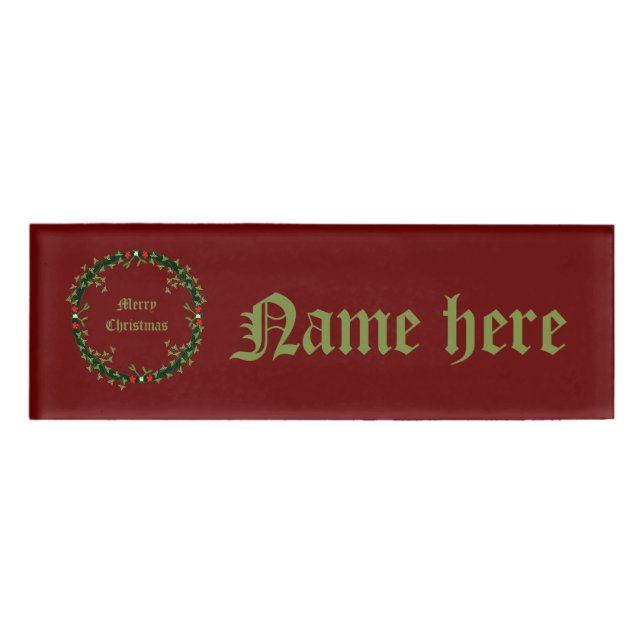 Gothic Christmas Wreath Custom Namenschild (Vorderseite)