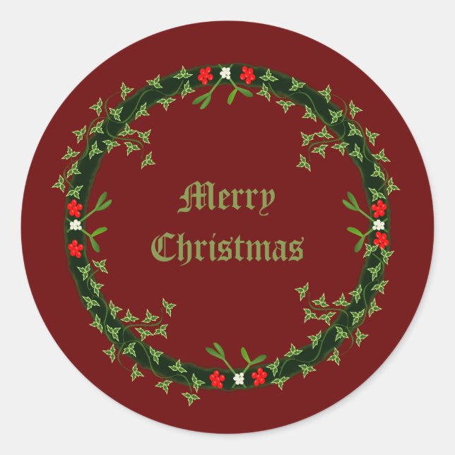 Gothic Christmas Wreath Custom Runder Aufkleber (Vorderseite)