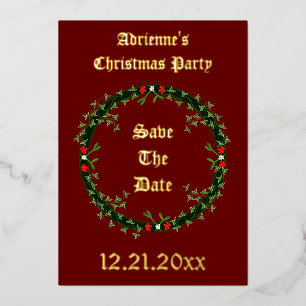 Gothic Christmas Wreath Custom Save the Date Folien Feiertagskarte