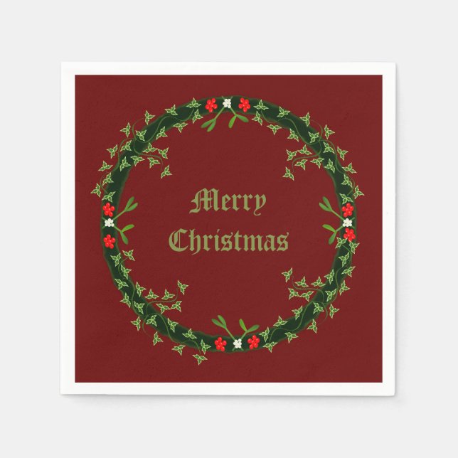 Gothic Christmas Wreath Custom Serviette (Vorderseite)