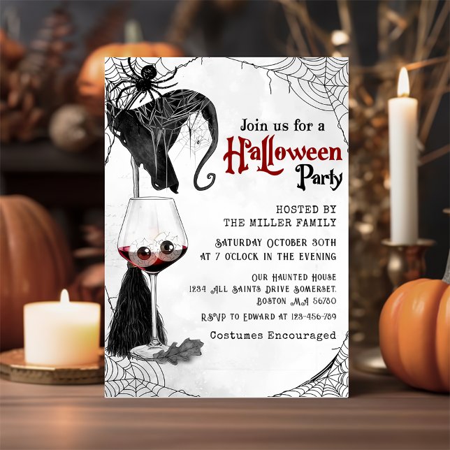 Gothic Cocktail Spider Adult Halloween-Party Einladung (Von Creator hochgeladen)