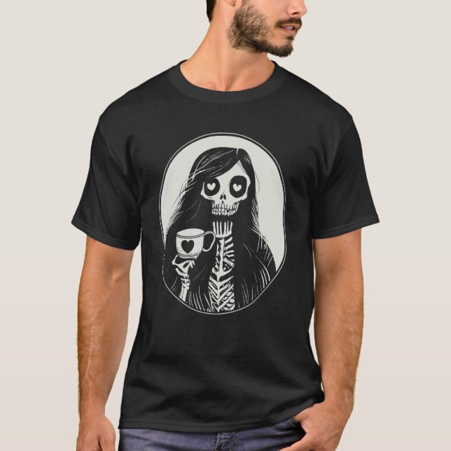 Gothic Coffee Drink Skeleton Frauen T-Shirt (Vorderseite)