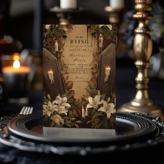 Gothic Coffin Candlelight Halloween Soirée Einladung