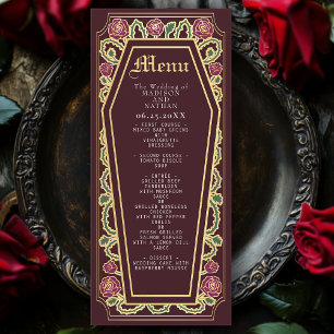 Gothic Coffin Rose Red Wedding Menu Menükarte