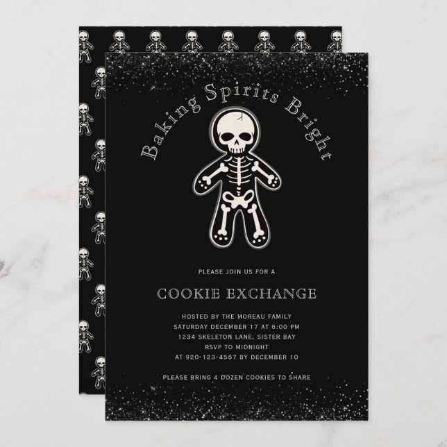 Gothic Cookie Exchange Einladung (Vorne/Hinten)