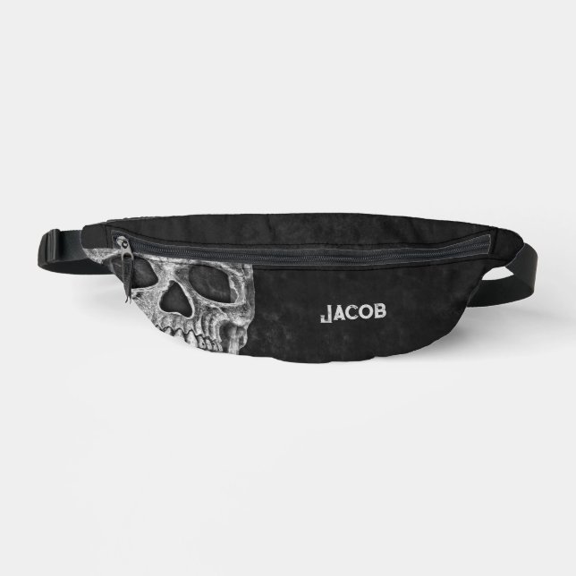 Gothic Cool Black and White Skull Bauchtasche (Vorderseite)
