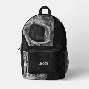Gothic Cool Black and White Skull Bedruckter Rucksack