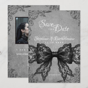 Gothic Coquette Schwarze Spitzen-Schleife Foto Sav Save The Date