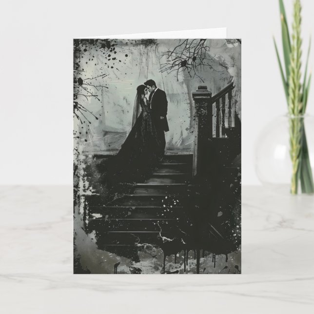 Gothic Couple Horror Wedding Einladung (Vorderseite)
