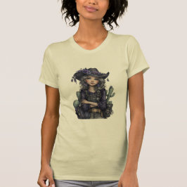 Gothic Cowgirl Blumen Western Kunst T-Shirt