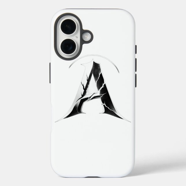 Gothic Cracked Initial A Phone Case - Dark Minimal (Rückseite)