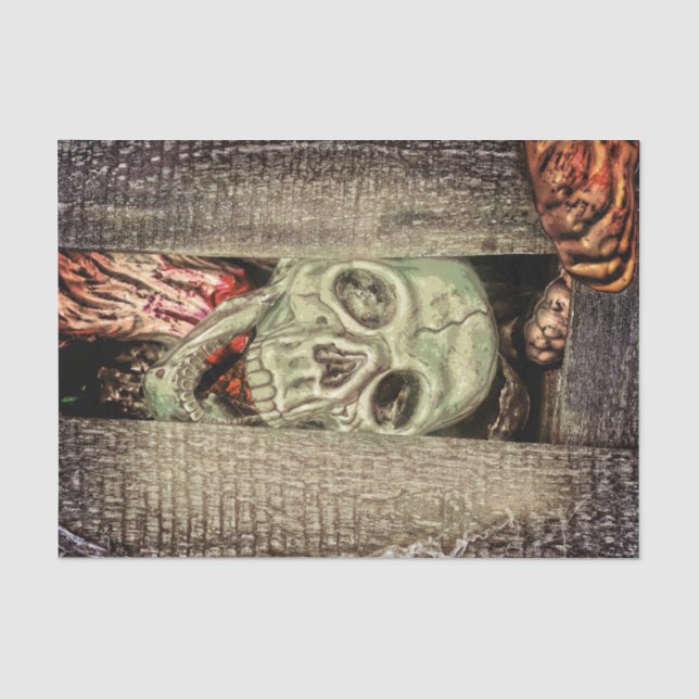 Gothic Creepy Green Skull Head Seidenpapier (Vorderseite)