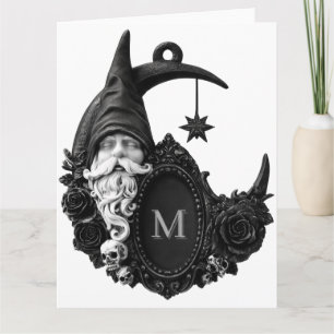 Gothic Crescent Moon Gnom mit Initiale Karte