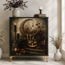 Gothic Crescent Moon Jack O Lantern Halloween Kuns