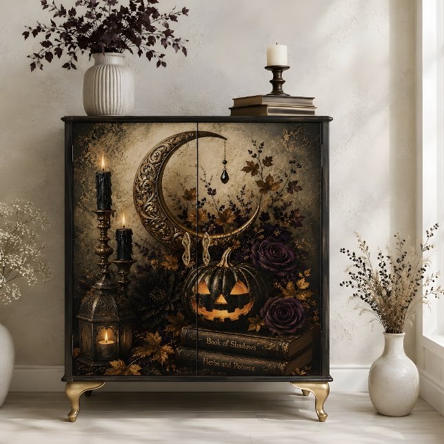 Gothic Crescent Moon Jack O Lantern Halloween Kuns Seidenpapier (Gothic Crescent Moon Jack O Lantern Halloween Art Tissue Paper)
