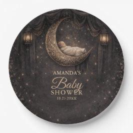 Gothic Crescent Moon Stars Baby Shower Pappteller