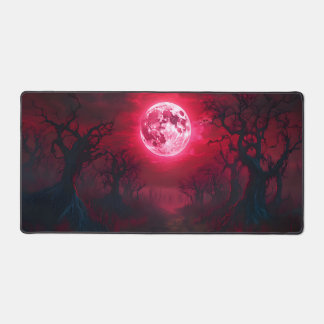 Gothic Crimson Moon Desk Mat - Dark Fantasy Horror Schreibtischunterlage