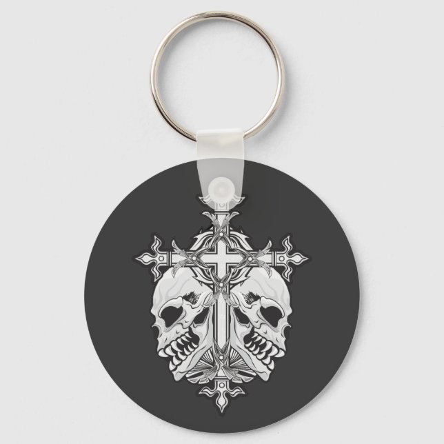 Gothic Cross and Skulls Schlüsselanhänger (Vorderseite)