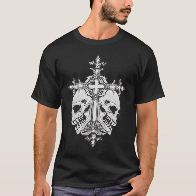 Gothic Cross and Skulls T-Shirt (Vorderseite)