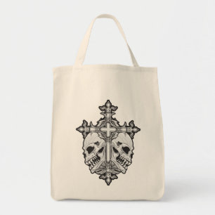 Gothic Cross and Skulls Tragetasche