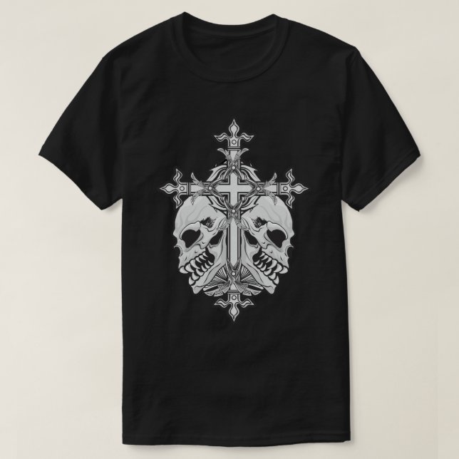 Gothic Cross mit Skulls T-Shirt (Design vorne)