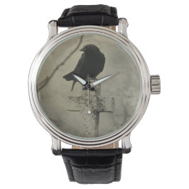 Gothic Crow auf Cross Armbanduhr
