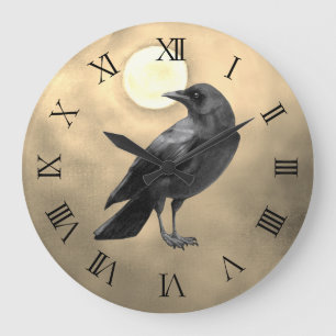 Gothic Crow Clock Große Wanduhr