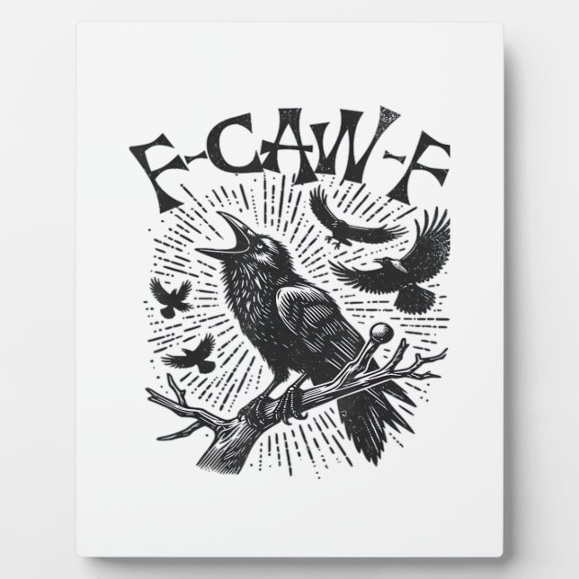 Gothic Crow F-Caw-F Humor Lustig Essential Retro C Fotoplatte (Vorderseite)