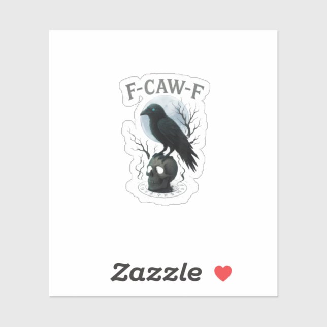 Gothic Crow F Caw F Raven Skull Halloween Graphic  Aufkleber (Blatt)