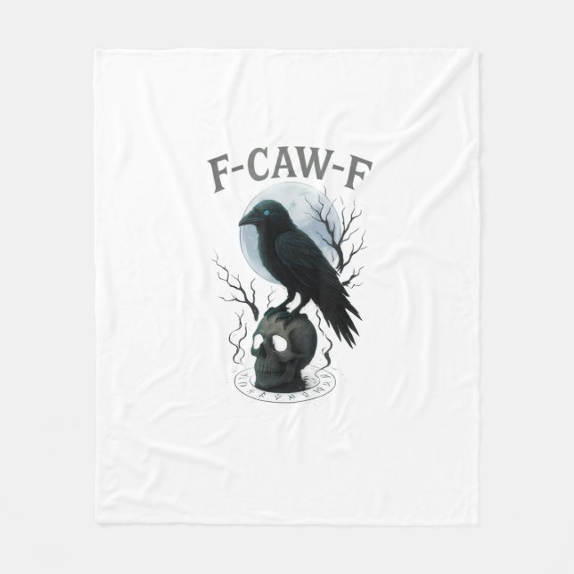 Gothic Crow F Caw F Raven Skull Halloween Graphic  Fleecedecke (Vorderseite)