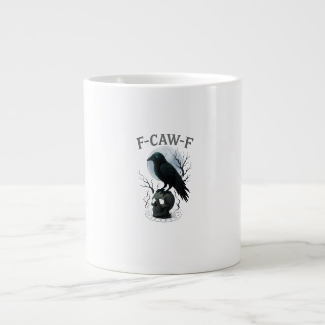 Gothic Crow F Caw F Raven Skull Halloween Graphic  Jumbo-Tasse (Vorderseite)