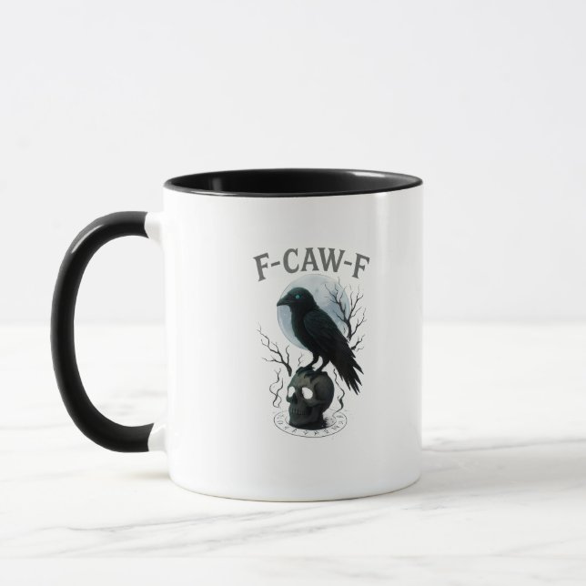 Gothic Crow F Caw F Raven Skull Halloween Graphic  Tasse (Links)