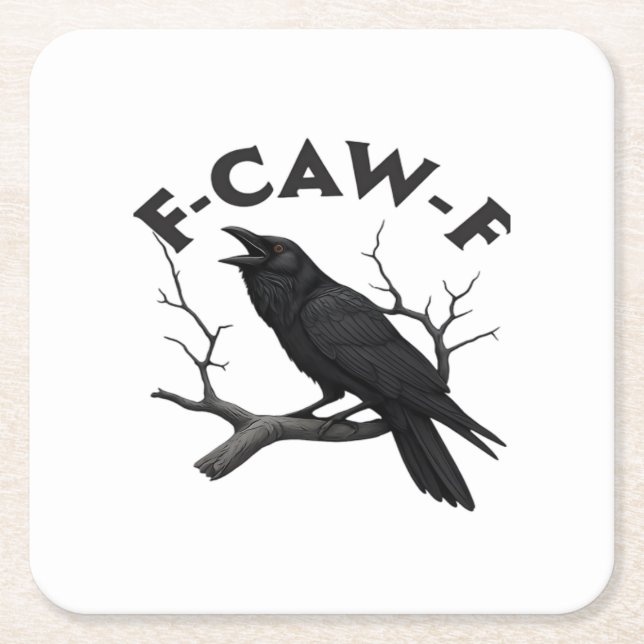 Gothic Crow Funny F-Caw-F Humor Essential Creative Rechteckiger Pappuntersetzer (Vorderseite)