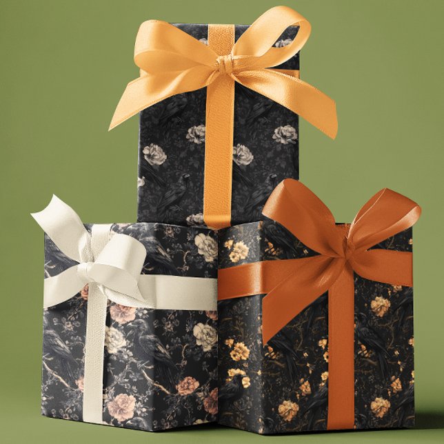 Gothic Crow Raven Floral Geschenkpapier Set (Von Creator hochgeladen)