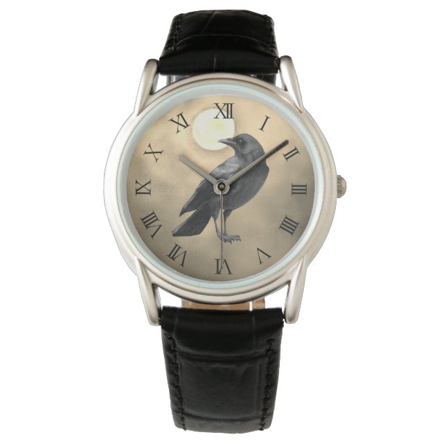 Gothic Crow Watch Armbanduhr (Vorderseite)