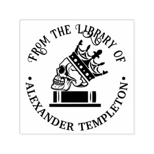 Gothic Crowned Skull auf Name der Buchbibliothek Permastempel