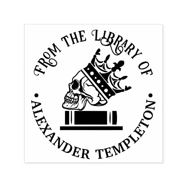 Gothic Crowned Skull auf Name der Buchbibliothek Permastempel (Design)