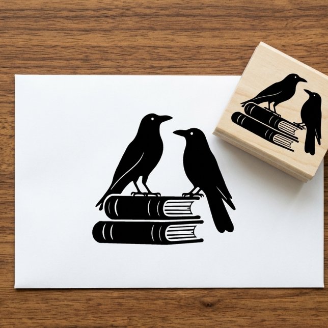 Gothic Crows Stapel Bücher Dark Academia Gummistempel (Von Creator hochgeladen)